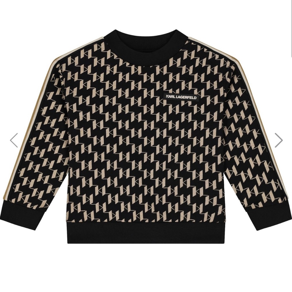 Karl Lagerfeld Black and Tan Patterned Sweatshirt